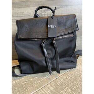 Botkier NWT Black Nylon Leather Backpack Purse Bag Adjustable Straps Lightweight